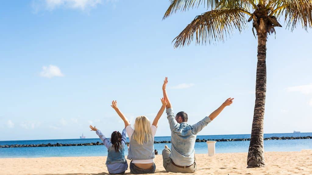 Family on vacation celebrating knowing ac is set right