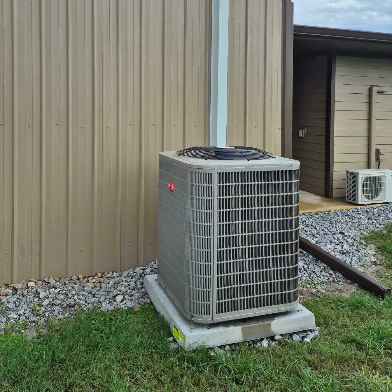 ABS Heating and Air technician servicing an outdoor AC unit in Ocala FL